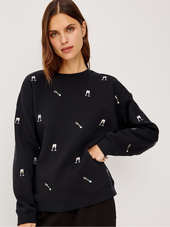 Rails Sweaters - Rails Black Champagne Embroidery Sweatshirt Women’s Small